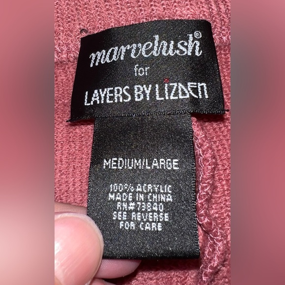 Layers by Lizden dusty rose pink Marvelush ribbed shawl collar shrug M/L - Picture 6 of 7